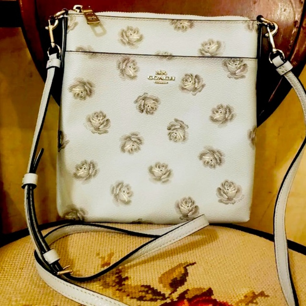 NWOT COACH KITT ROSE Print Leather Messenger Crossbody Bag